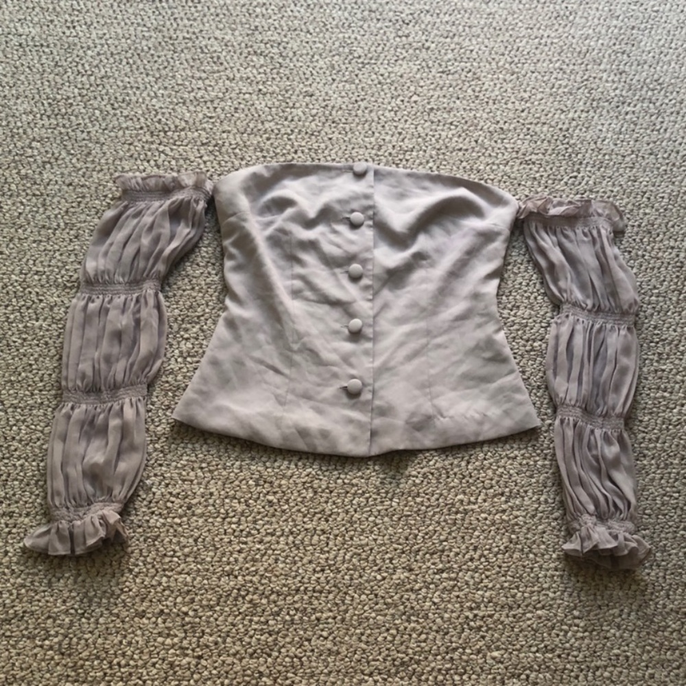 Donna Mizani Gray Puff Sleeve Blouse Size Small